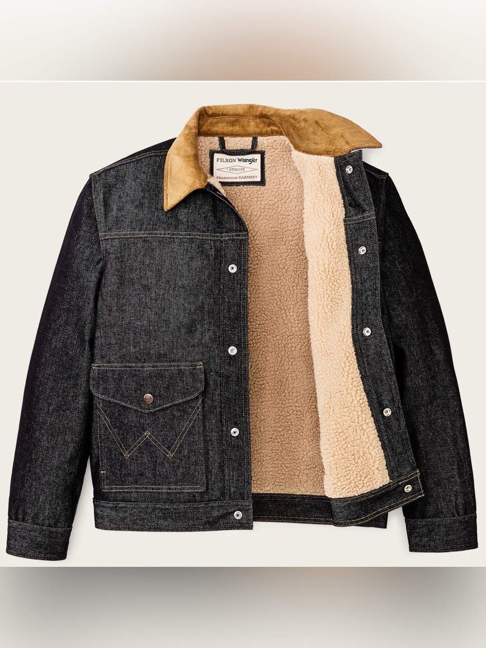 Filson Wool Lined Indigo Denim Work Jacket with Corduroy Collar - Picture 2 of 16